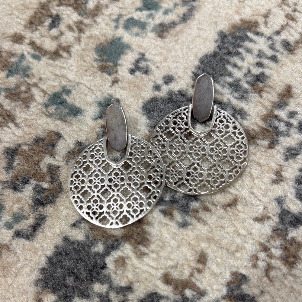 Kendra Scott Elegant Silver Filigree Earrings